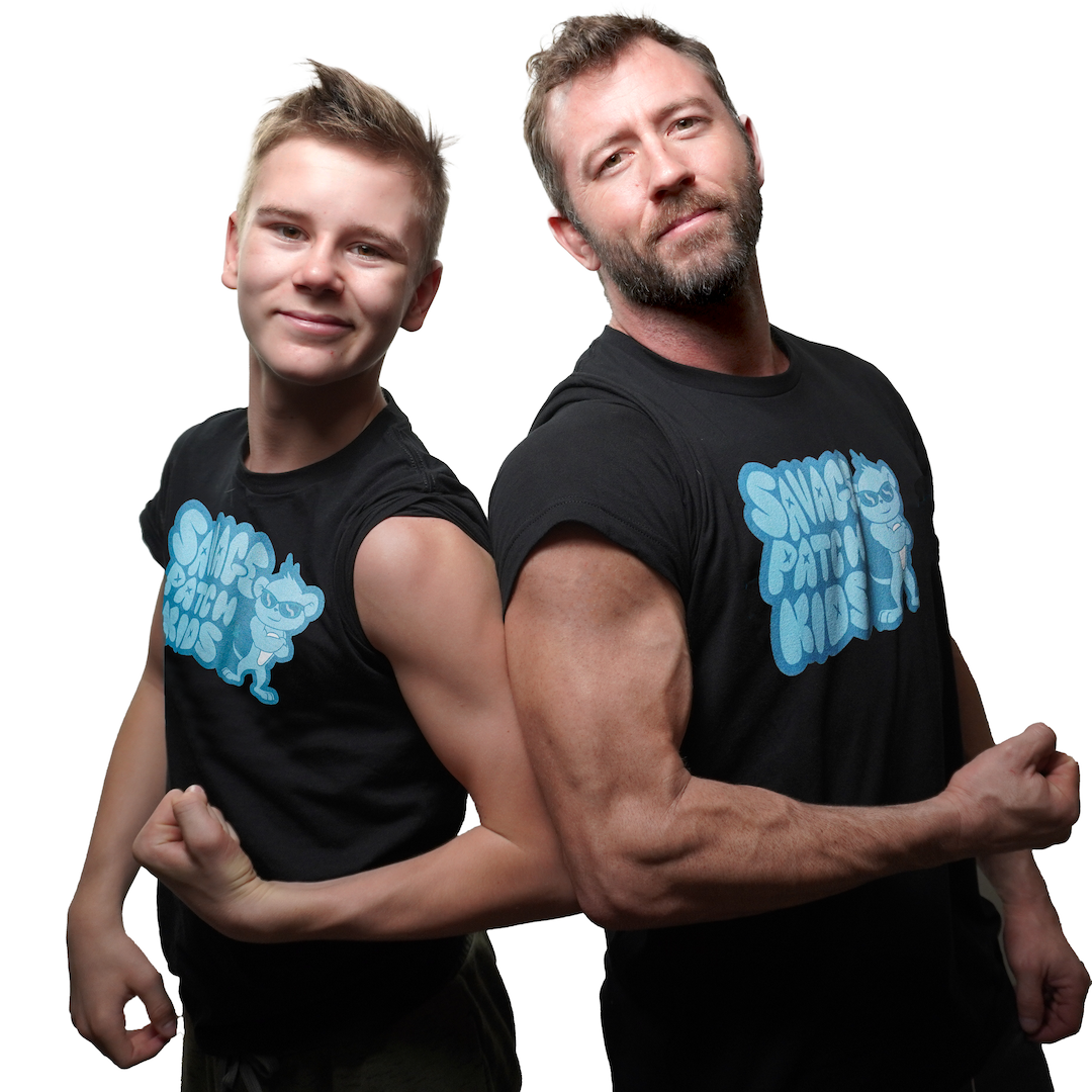 Adult "Patch" in Blue Tee